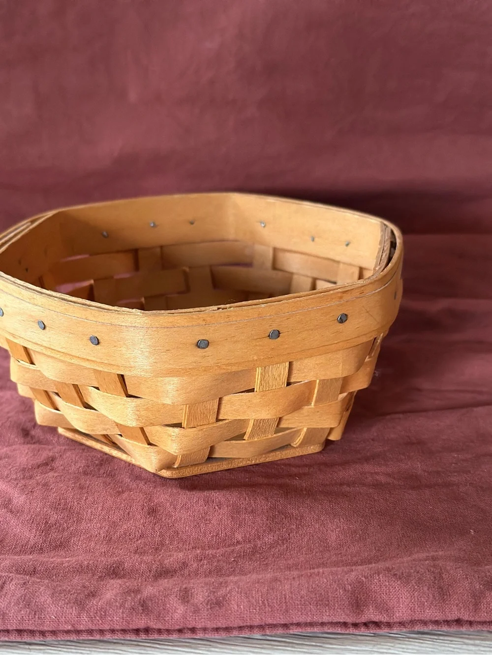 Longaberger Hexagon-Shaped Basket with Fabric Liner and Protector (2001)